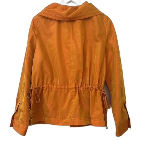 St John Jacket Coat Windbreaker Orange Medium Iridescent Maximalism Full Zip - Picture 5 of 9
